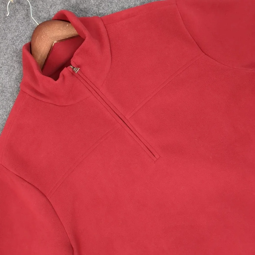 Banana‎ Republic Mens Red Fleece Quarter Zip Pullover Sweater Mock Neck Size M